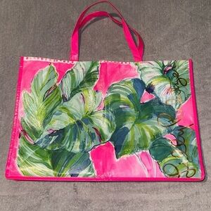 Lilly‎ Pulitzer Floral Pink/Green Large Designer Reusable Gift Bag Tote